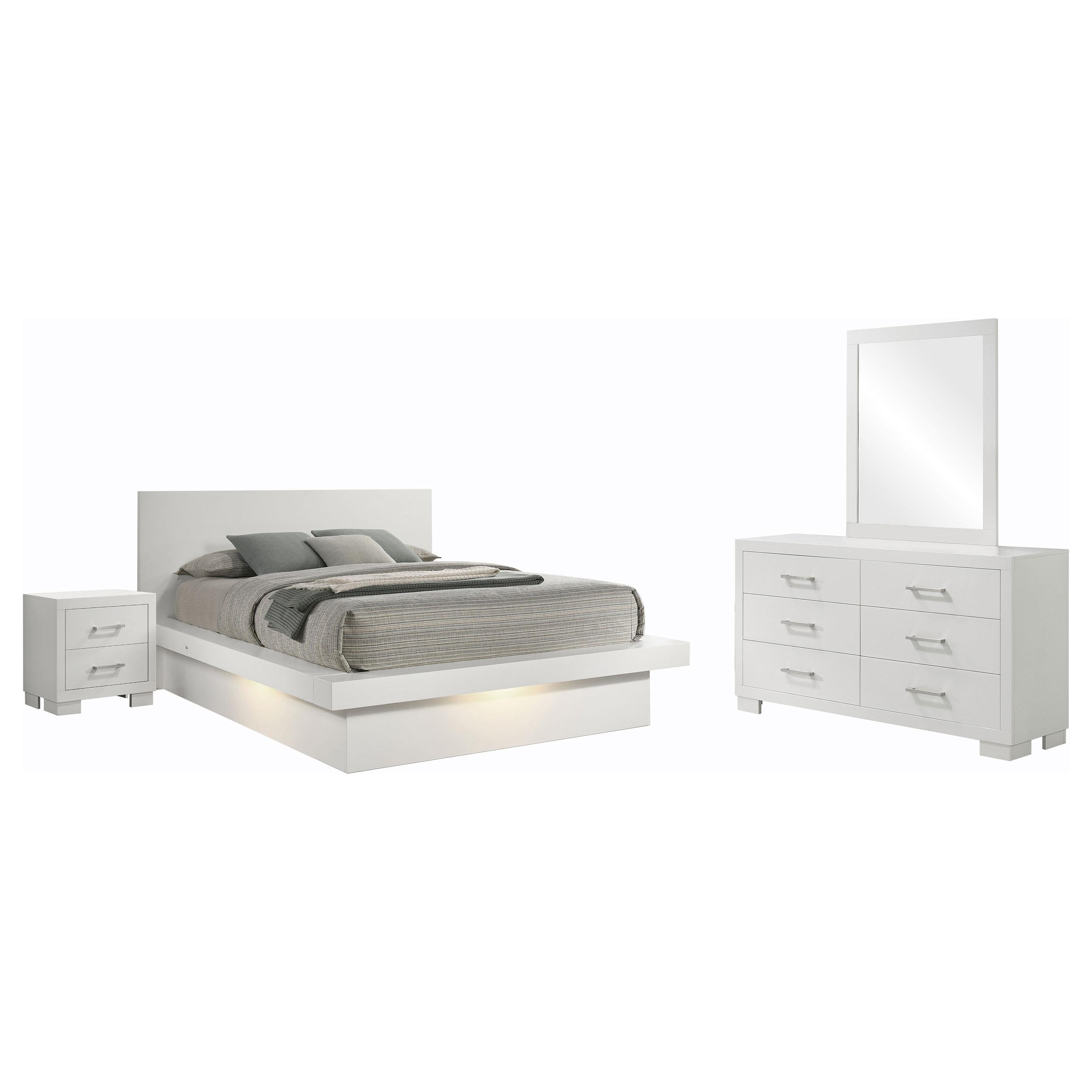 Jessica 4-piece California King LED Bedroom Set Cream White