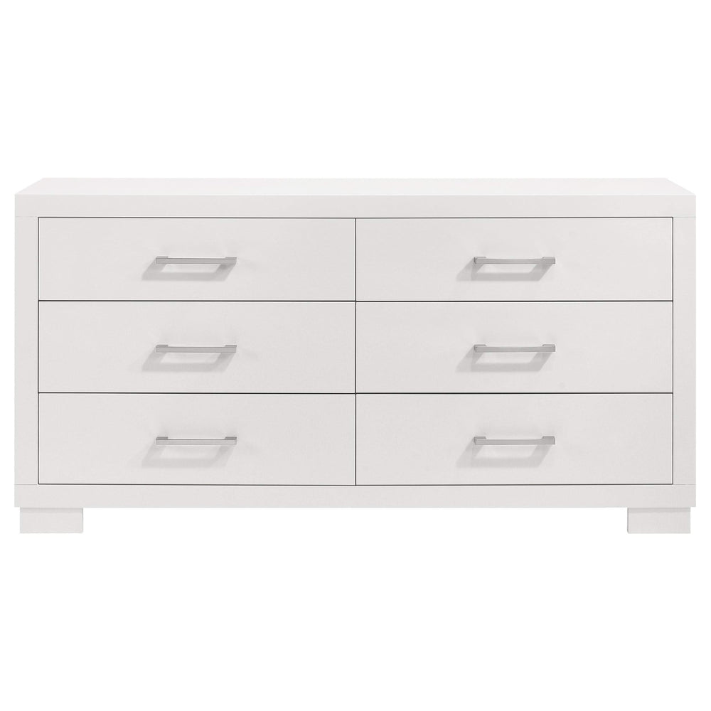 Juego de dormitorio Jessica California King LED de 5 piezas en blanco crema