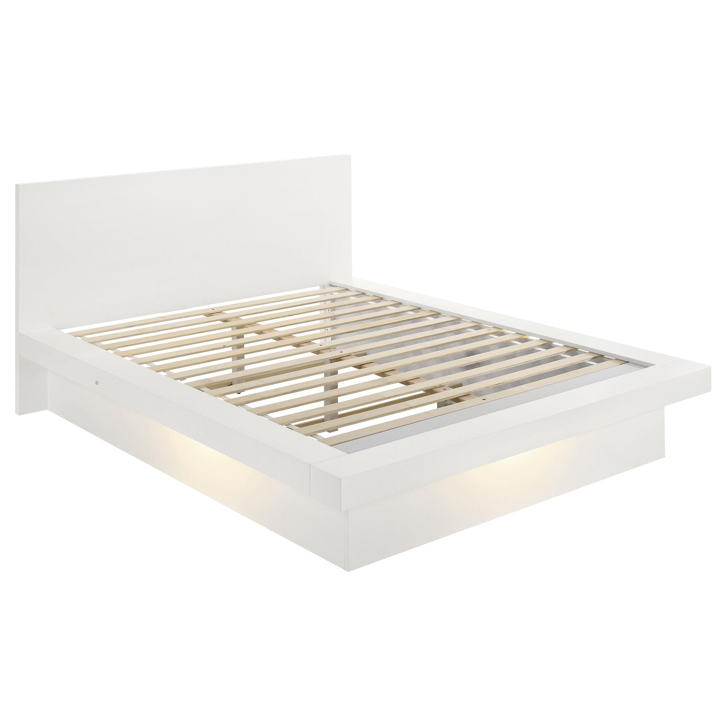 Jessica Wood California King LED Panel Bed Cream White