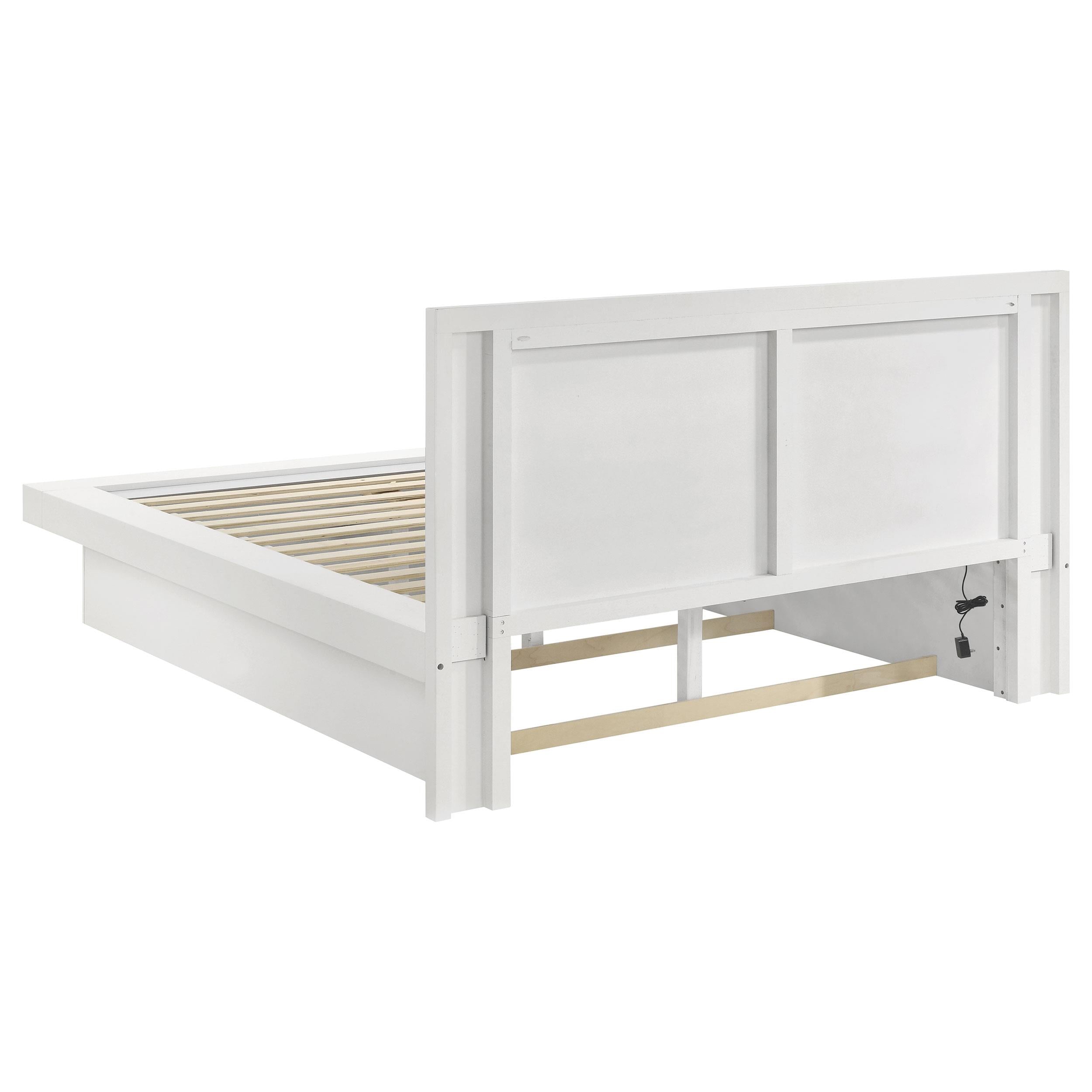 Jessica Wood California King LED Panel Bed Cream White