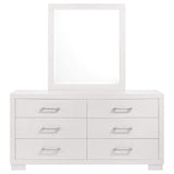 Cómoda Jessica de 6 cajones con espejo en blanco crema
