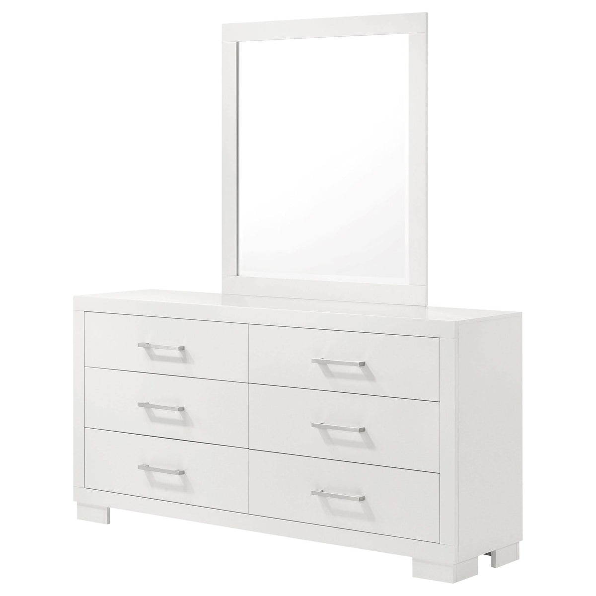 Cómoda Jessica de 6 cajones con espejo en blanco crema