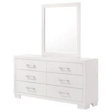 Cómoda Jessica de 6 cajones con espejo en blanco crema