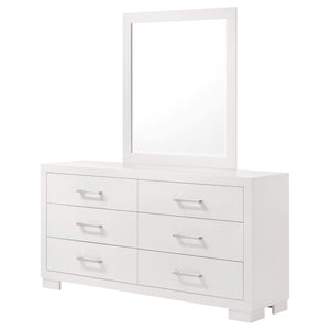 Cómoda Jessica de 6 cajones con espejo en blanco crema