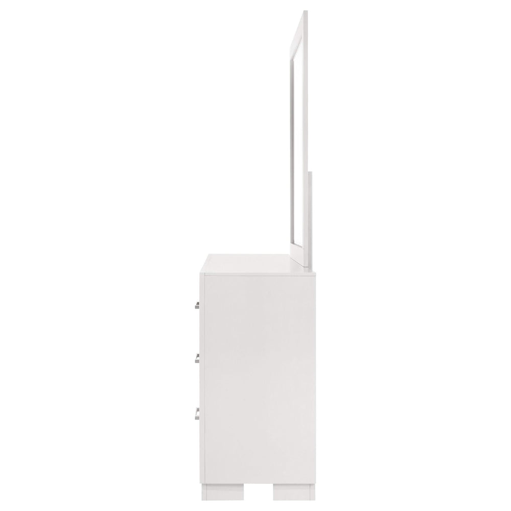 Cómoda Jessica de 6 cajones con espejo en blanco crema