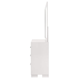 Cómoda Jessica de 6 cajones con espejo en blanco crema
