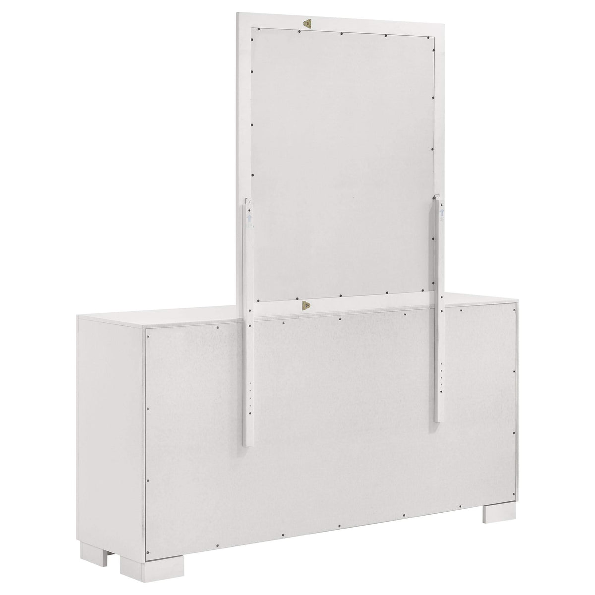 Cómoda Jessica de 6 cajones con espejo en blanco crema