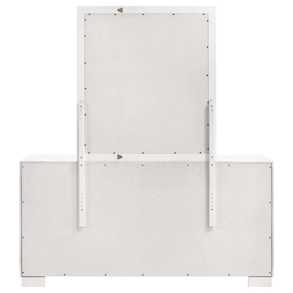 Cómoda Jessica de 6 cajones con espejo en blanco crema