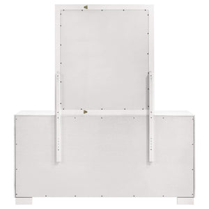 Cómoda Jessica de 6 cajones con espejo en blanco crema