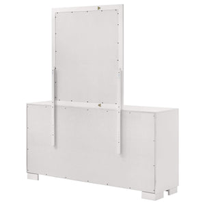 Cómoda Jessica de 6 cajones con espejo en blanco crema