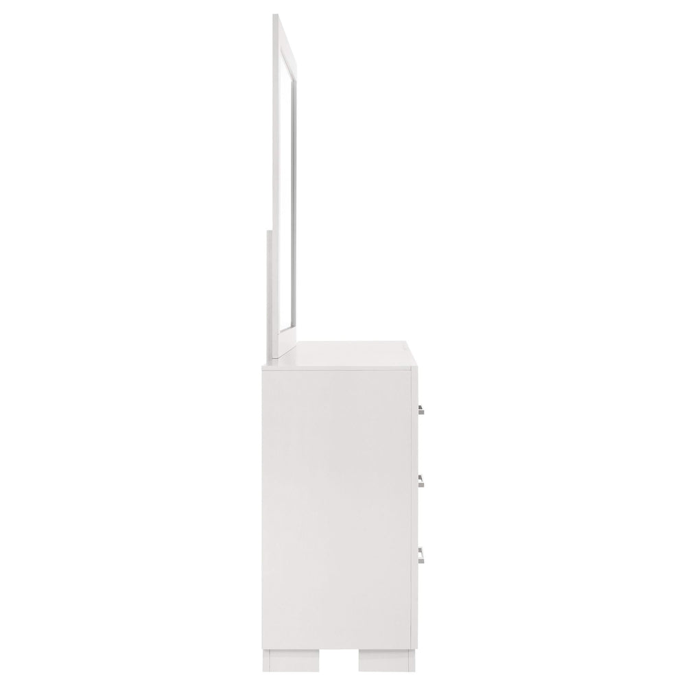 Cómoda Jessica de 6 cajones con espejo en blanco crema