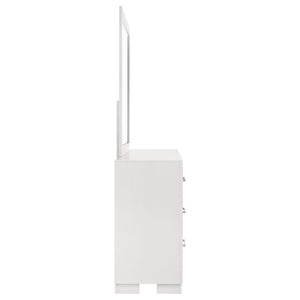 Cómoda Jessica de 6 cajones con espejo en blanco crema