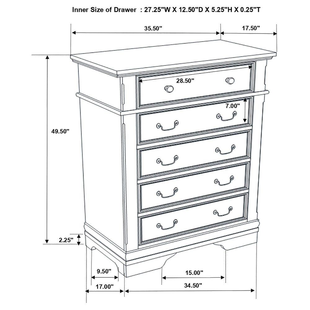 Juego de dormitorio Cambridge Queen de 5 piezas Cappuccino
