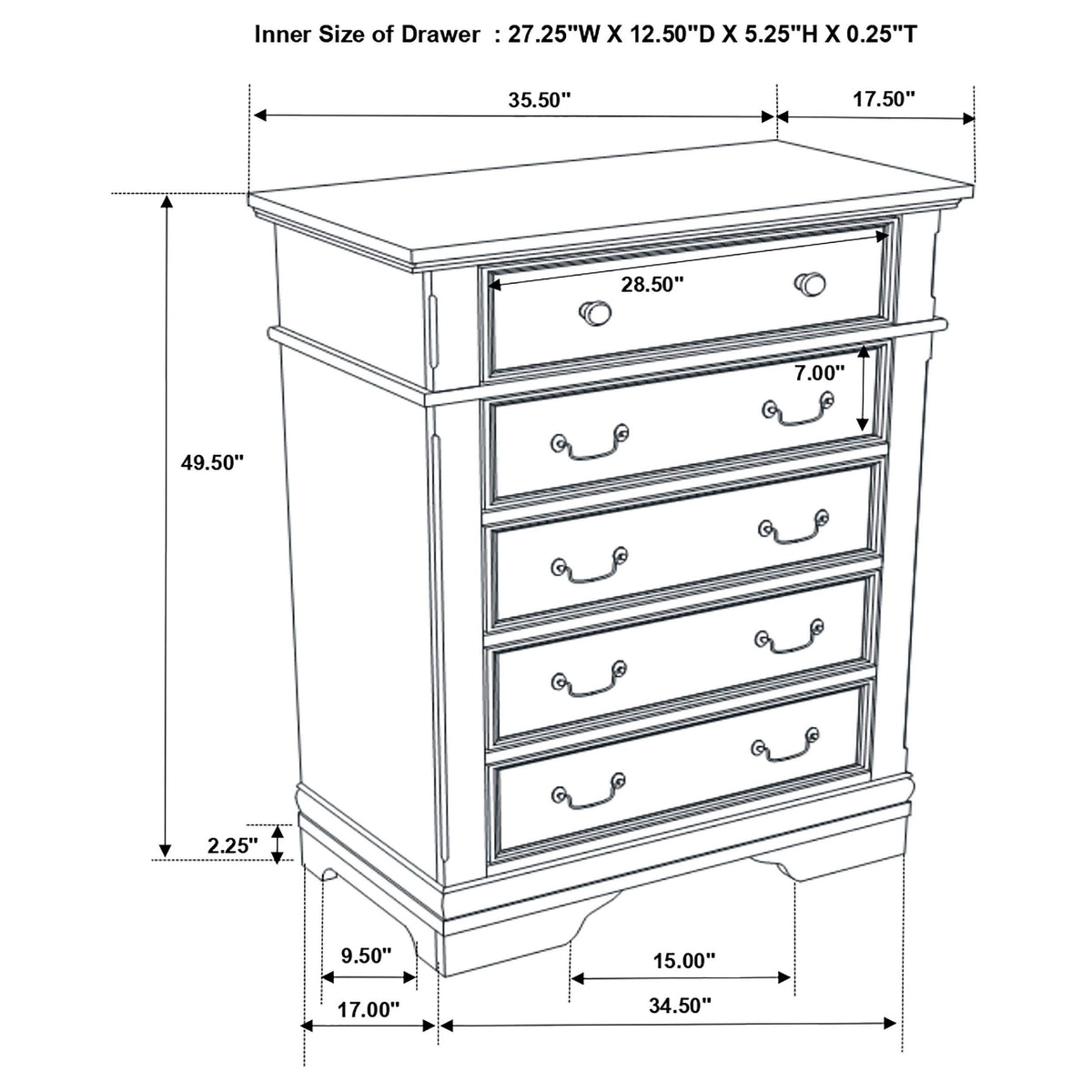 Juego de dormitorio Cambridge Queen de 5 piezas Cappuccino