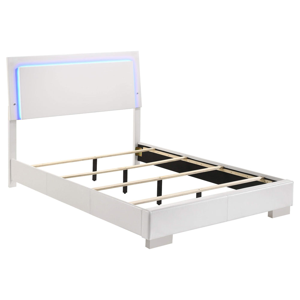Juego de dormitorio completo Felicity de 4 piezas blanco de alto brillo