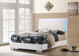 Cama con panel LED completo Felicity Wood en blanco de alto brillo