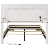 Cama con panel LED completo Felicity Wood en blanco de alto brillo