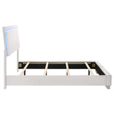 Cama con panel LED completo Felicity Wood en blanco de alto brillo
