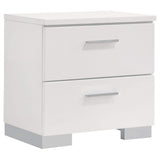 Juego de dormitorio Felicity de 4 piezas Eastern King, blanco de alto brillo