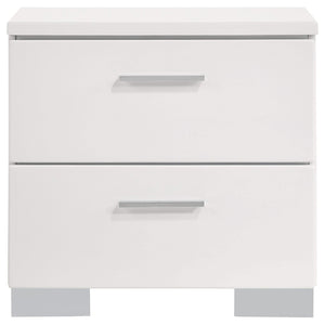 Juego de dormitorio Felicity de 4 piezas Eastern King, blanco de alto brillo