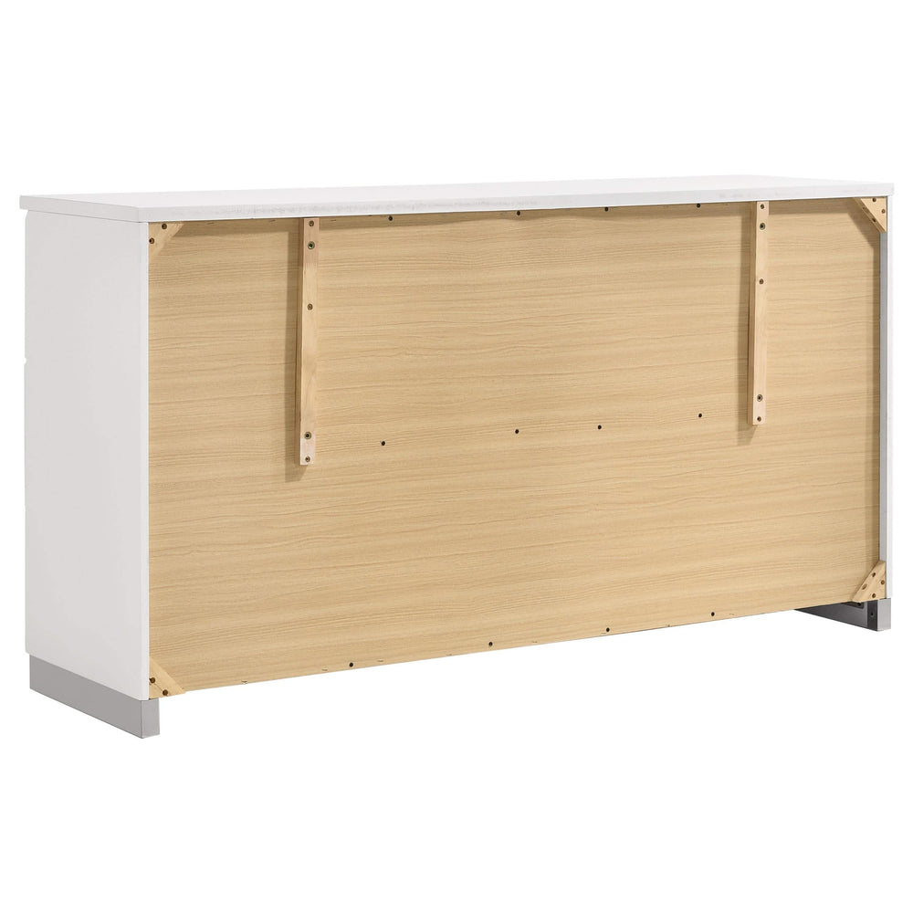 Juego de dormitorio Felicity de 4 piezas Eastern King, blanco de alto brillo