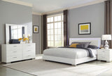Juego de dormitorio Felicity de 4 piezas Eastern King, blanco de alto brillo