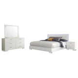 Juego de dormitorio Felicity de 4 piezas Eastern King, blanco de alto brillo