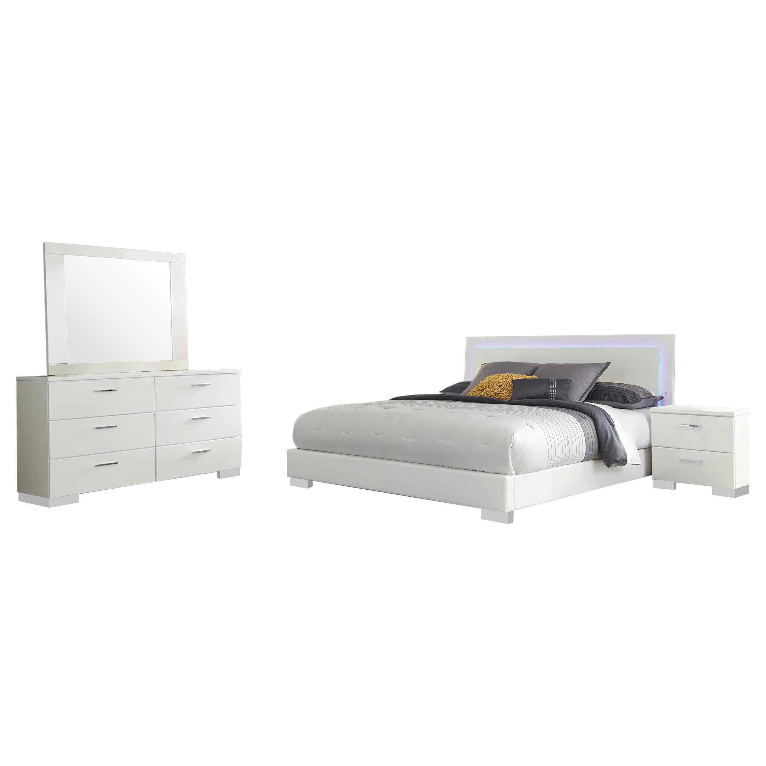 Felicity 4-piece Eastern King Bedroom Set White High Gloss
