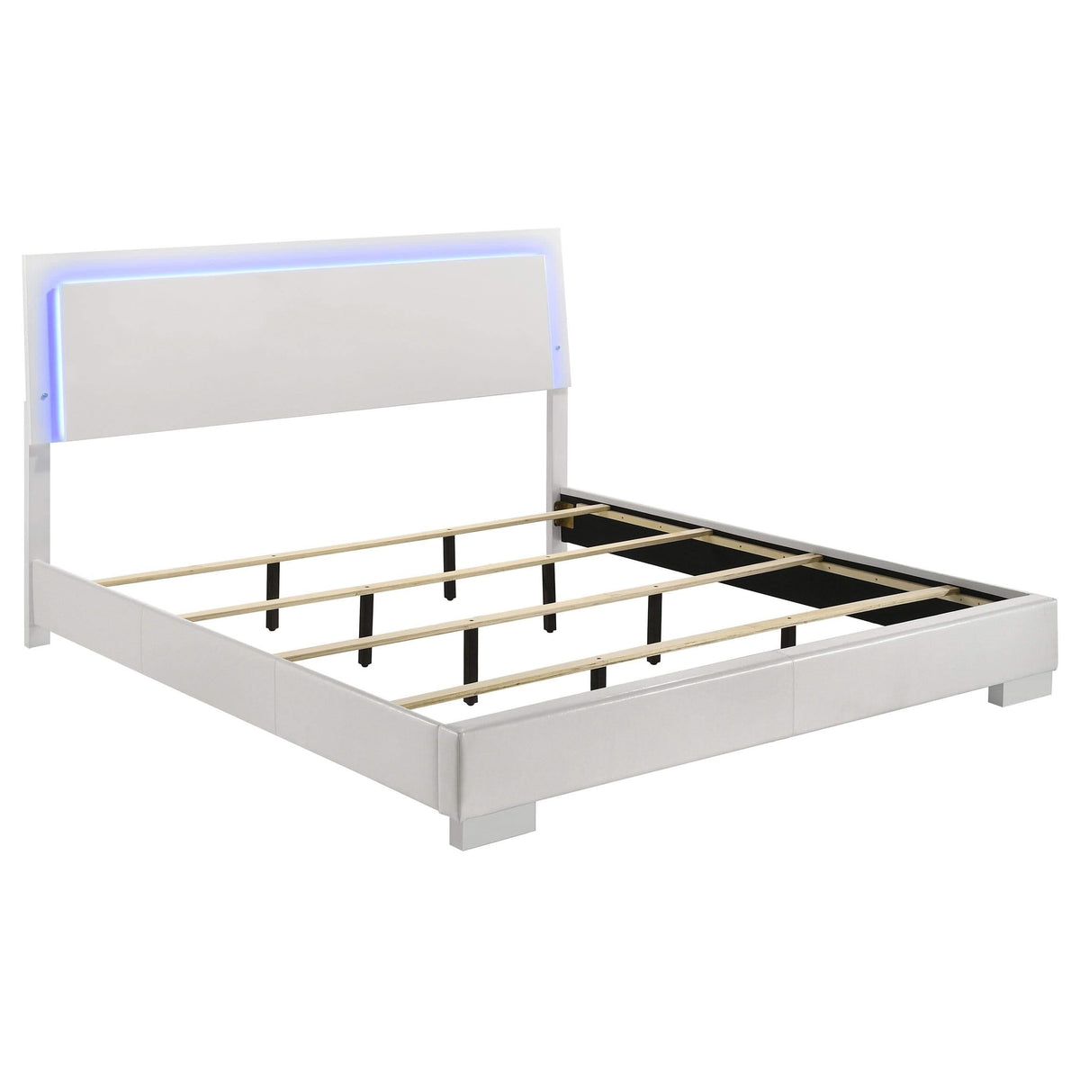 Juego de dormitorio Felicity de 4 piezas Eastern King, blanco de alto brillo