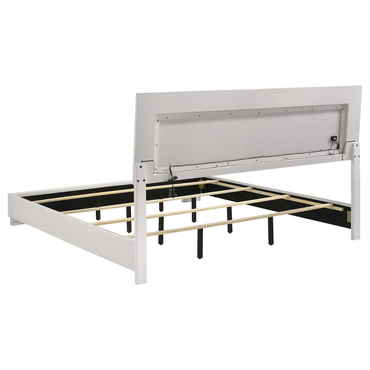 Juego de dormitorio Felicity de 4 piezas Eastern King, blanco de alto brillo