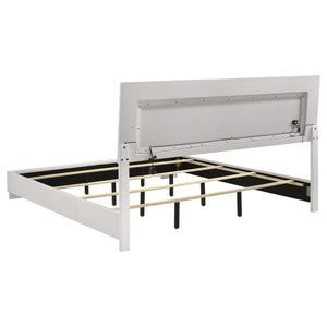 Juego de dormitorio Felicity de 4 piezas Eastern King, blanco de alto brillo