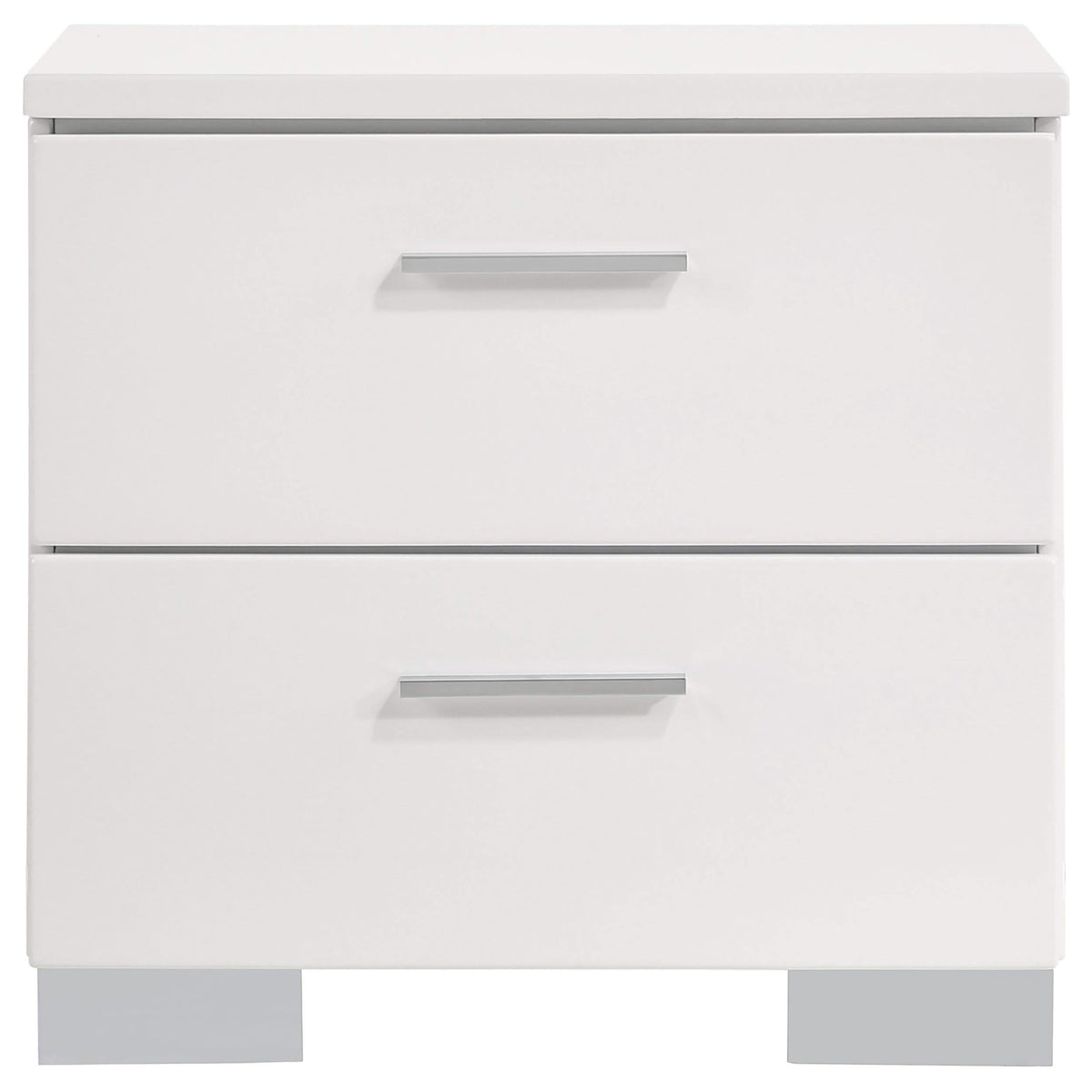 Juego de dormitorio Felicity de 4 piezas Eastern King, blanco de alto brillo