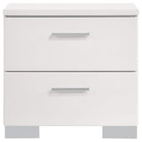 Juego de dormitorio Felicity de 4 piezas Eastern King, blanco de alto brillo