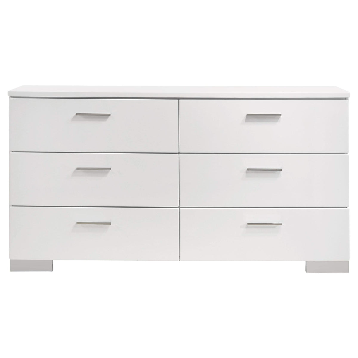Juego de dormitorio Felicity de 4 piezas Eastern King, blanco de alto brillo
