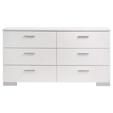 Juego de dormitorio Felicity de 4 piezas Eastern King, blanco de alto brillo