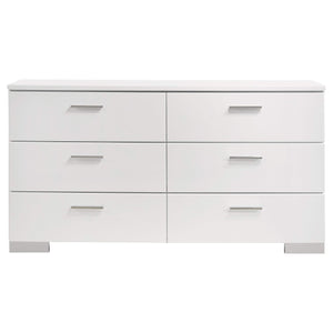 Juego de dormitorio Felicity de 4 piezas Eastern King, blanco de alto brillo