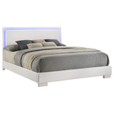 Cama con panel LED Felicity Wood Eastern King, color blanco brillante