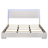 Cama con panel LED Felicity Wood Eastern King, color blanco brillante