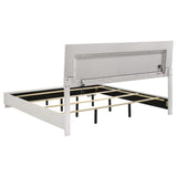 Cama con panel LED Felicity Wood Eastern King, color blanco brillante