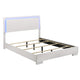 Cama Queen con panel LED Felicity Wood, blanca de alto brillo