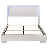 Cama Queen con panel LED Felicity Wood, blanca de alto brillo