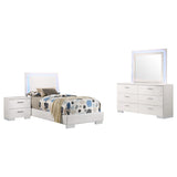 Juego de dormitorio Twin Felicity de 4 piezas en blanco de alto brillo