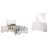 Juego de dormitorio Twin Felicity de 4 piezas en blanco de alto brillo