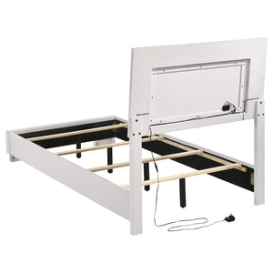 Juego de dormitorio Twin Felicity de 4 piezas en blanco de alto brillo