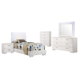 Juego de dormitorio Felicity de 5 piezas, blanco brillante