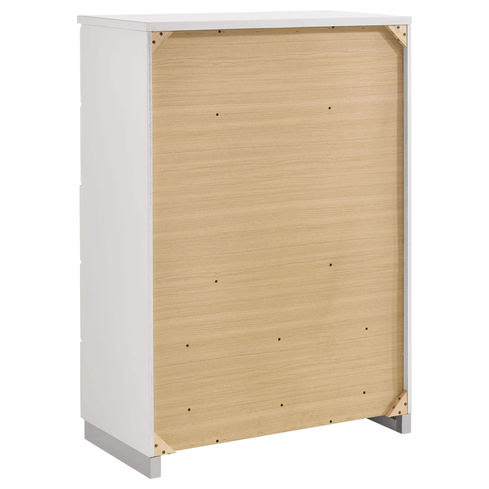 Juego de dormitorio Felicity de 5 piezas, blanco brillante