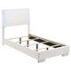 Cama individual con panel LED Felicity Wood, color blanco brillante