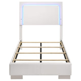 Cama individual con panel LED Felicity Wood, color blanco brillante