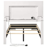 Cama individual con panel LED Felicity Wood, color blanco brillante
