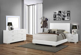 Juego de dormitorio Felicity de 4 piezas Eastern King, blanco de alto brillo